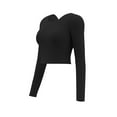 thumbnail image 1 of Timegard Hauts de Yoga pour Femmes Col Rond Manches Longues Raccourcis Ajustés Extensibles pour Entraînement Athlétique Gym, 1 of 5