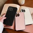 thumbnail image 3 of Classy Lambskin Leather Plaid Case for iPhone 13(NOT Pro) Luxury Elegant Vintage Design Lattice Stylish Chic Matte Slim Fully Side Camera Shockproof Girls Women Cover(i13 6.1",Pink), 3 of 10