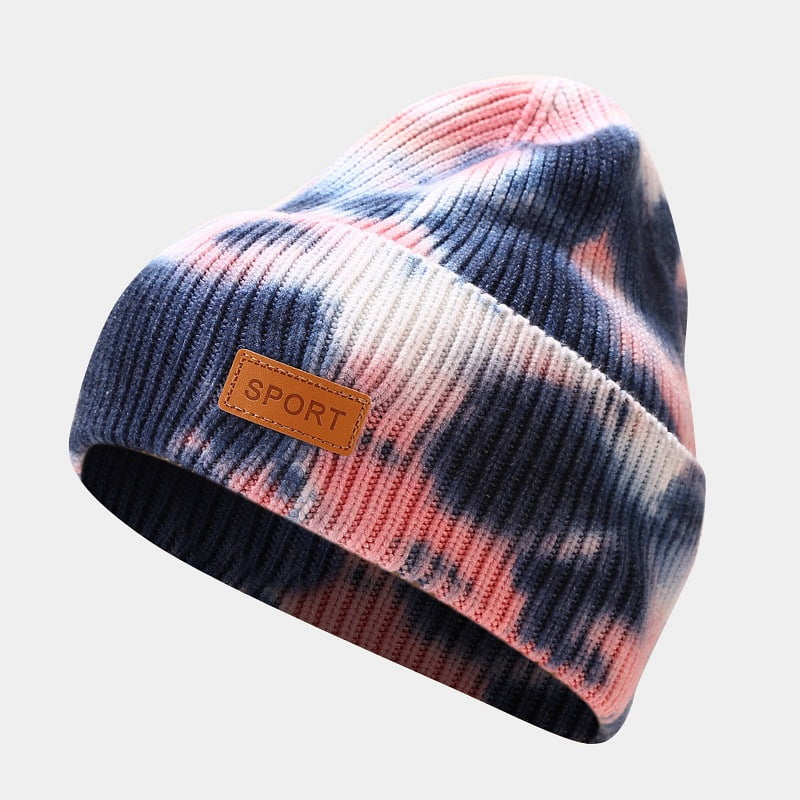 esafio Tie-dye Knitted Hat Beanie Hat 
