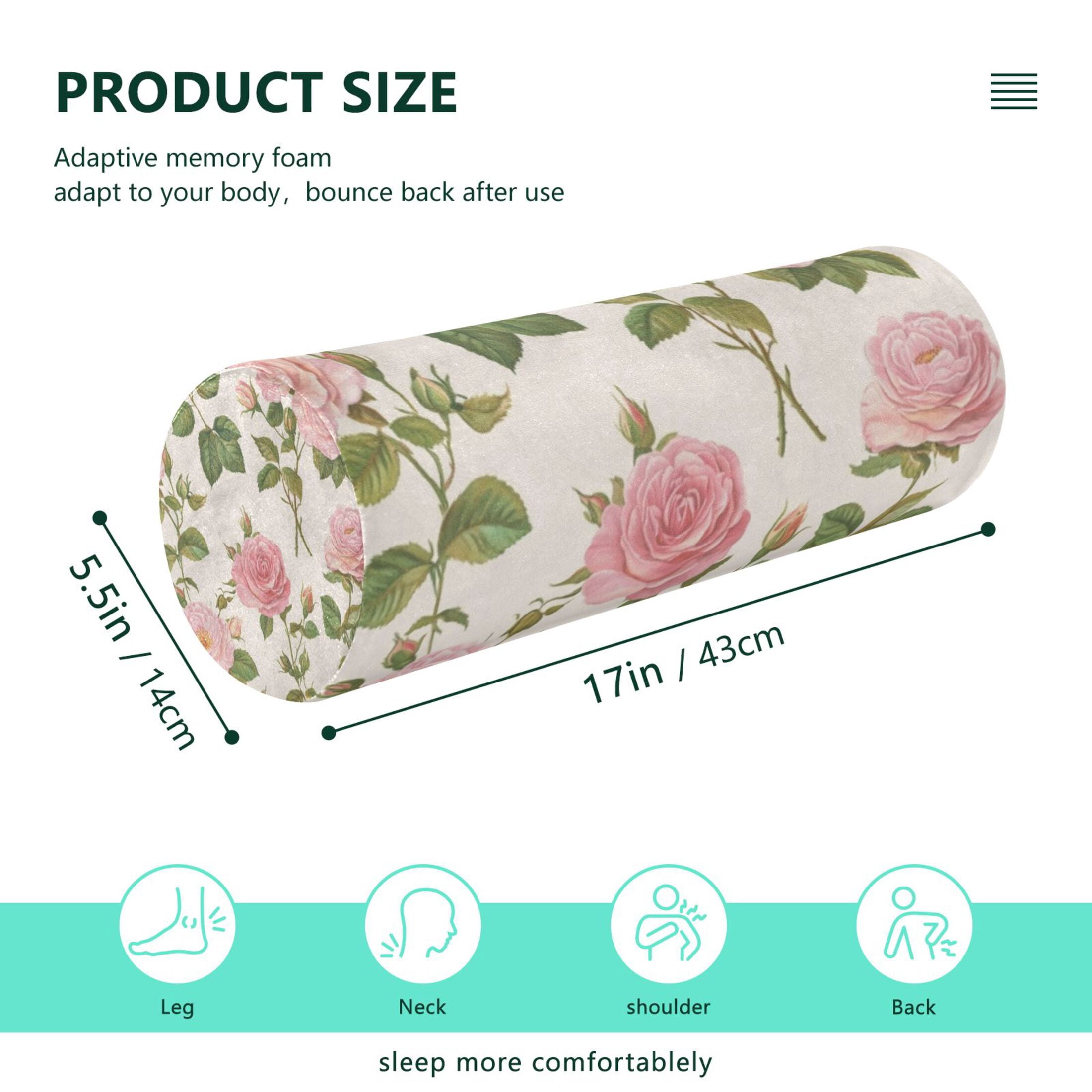 Neck pillow Round Cervical Pillow Cylindrical Pillow Lumbar Pillow Sofa Headrest Pillow Support For the Back, Neck and Head Pretty Rose