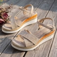 thumbnail image 5 of Dakaela Platform Wedge Sandals for Women Bohemian Ankle Strap Summer Walking Espadrille Slip on Casual Shoes for Beach Vacationa Beige 6.5, 5 of 7