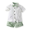 thumbnail image 5 of AherBiu Baby Toddler Boys Summer Clothes Button Down Short Sleeve Shirts with Suspender Dress Shorts 2 Piece Formal Sets, 5 of 7