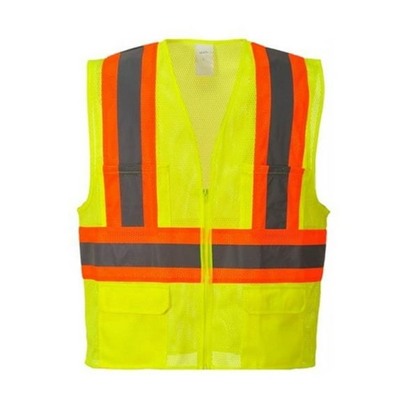 Portwest US371 Tulsa Contrast Hi-Vis Mesh Safety Vest Yellow, Large