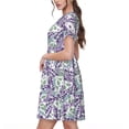 thumbnail image 2 of Balery Lavender Flowers Vestidos sueltos de manga corta para mujer, vestidos de verano 2025, vestidos casuales de corte A con vuelo., 2 of 6
