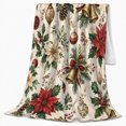 thumbnail image 2 of Christmas Poinsettia Gold Ornament Pattern, Festive Holiday Scene, Warm Flannel Blanket for Living Room and Reading Nook, Art Lovers Christmas Gift, Festive Home Decor, 2 of 9