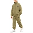 thumbnail image 2 of Boys Athletic Tracksuit 2-Piece Set Green Full-Zip Hoodie & Jogger Pants,Size 14-15 T, 2 of 5