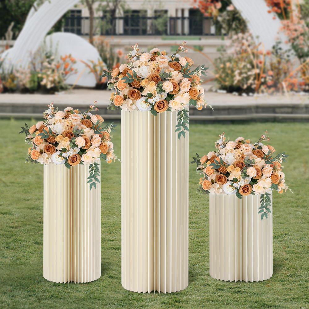 YIYIBYUS 3 Pcs Wedding Centerpieces Flower Stand Foldable