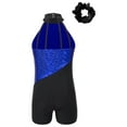 thumbnail image 4 of inhzoy Kids Girls Sequins One Piece Gymnastics Leotards Jumpsuit Jazz Hip Hop Dance Performance Dancewear Royal Blue&Black-A 14, 4 of 7