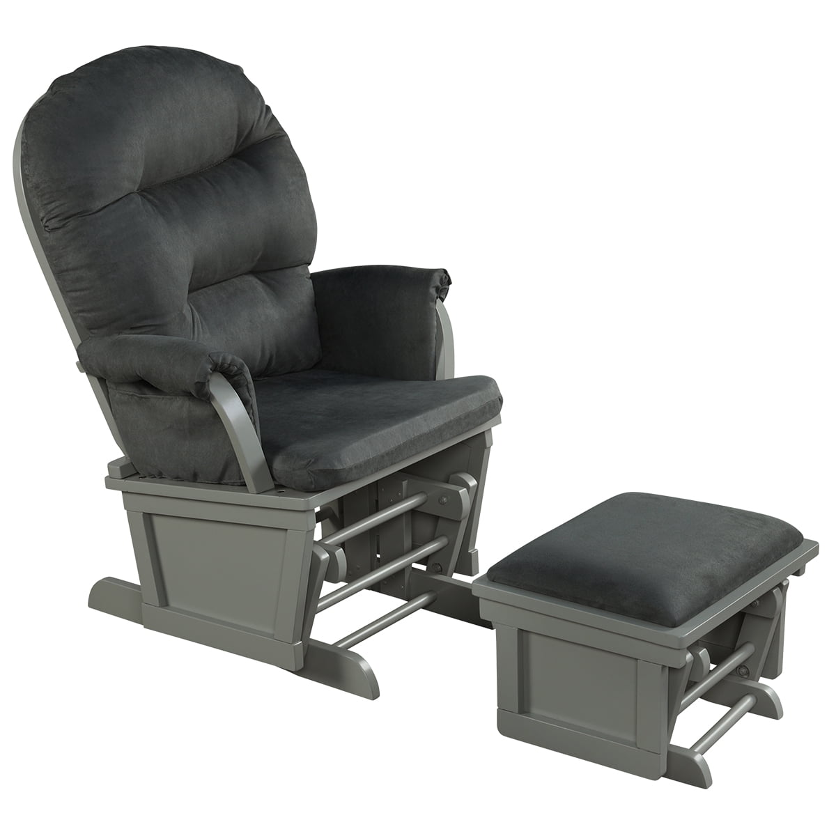 Topbuy Ergonomic Rocking Chair Baby Nursery Chair Glider with Ottoman Light Dark Grey