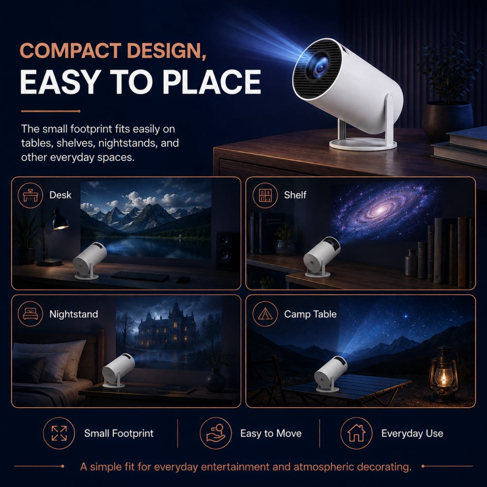 Panefright Halloween Window Projector, Integrated 4K‑Compatible Audio Speaker, 180‑Degree Pivot‑Adjustable Structure,Atmosphere Display, Perfect for Eerie Home Decoration and Holiday‑Focused Parties