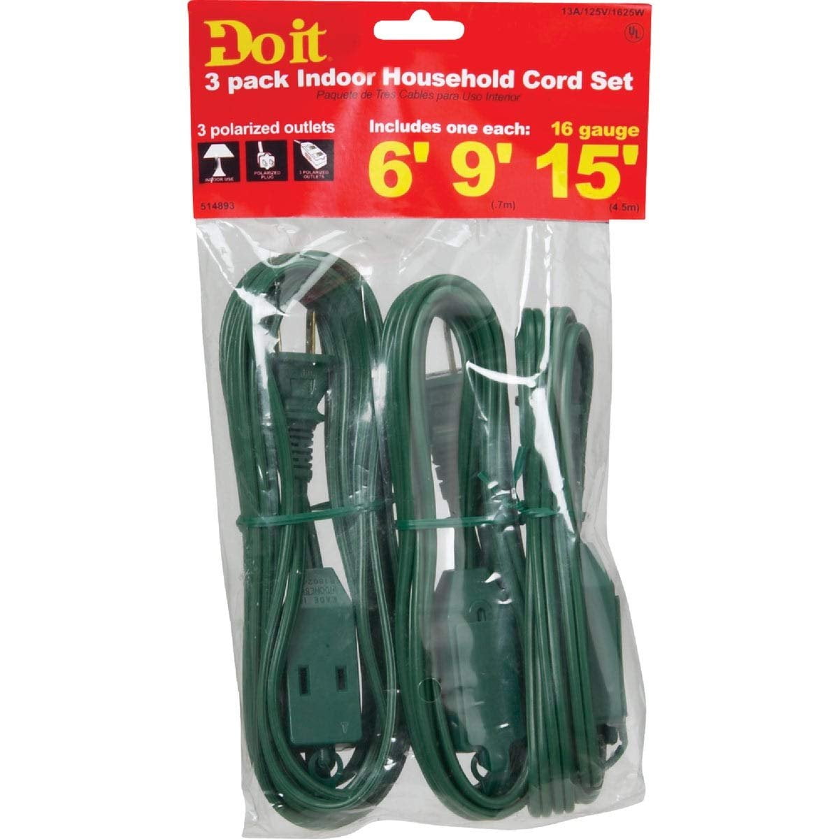 Do It Best Global Sourcing - Extension Cords IN-PT2162-3PK-GR Extension Cord Set, 30 Foot