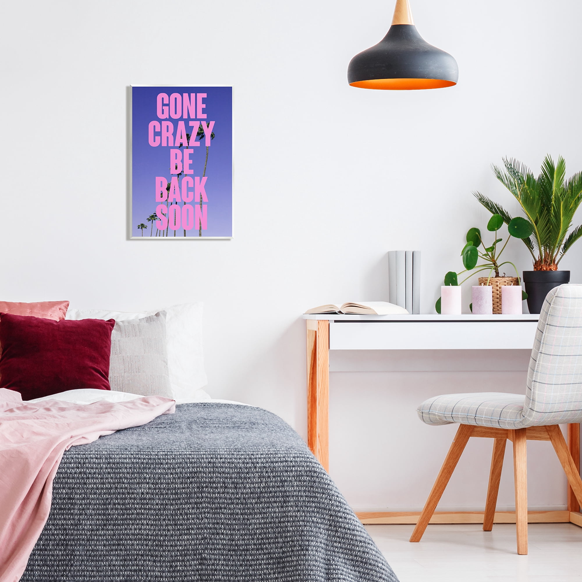 Stupell Industries Gone Crazy Back Soon Phrase Landscape Painting Unframed Art Print Wall Art, 13 x 19