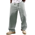 thumbnail image 5 of Men's Striped Relaxed Trousers, Drawstring Elastic Waist Pants, Lightweight Summer Casual Bottoms, 5 of 6
