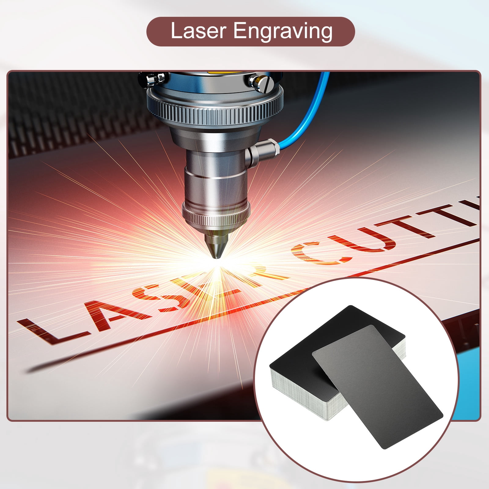 Unique Bargains Metal DIY Business Cards Blank Aluminum Laser Engrave Printable Name Card Matte Black