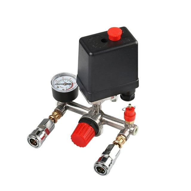 Reemplazo del Interruptor de presión del compresor de aire shamjiam Interruptor de válvulas de presión 90-120 PSI pistón de tubo de salida doble Con adaptador