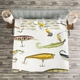 thumbnail image 3 of Ambesonne Fish Quilted Bedspread Set 3 Pcs, Hunting Sea Animals Theme, Queen Size, Multicolor, 3 of 3