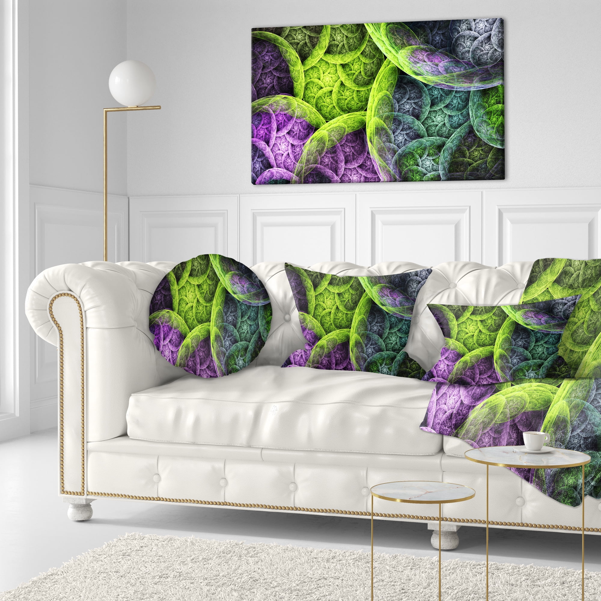 Designart Green Pink Colorful Clouds - Abstract Throw Pillow - 12x20