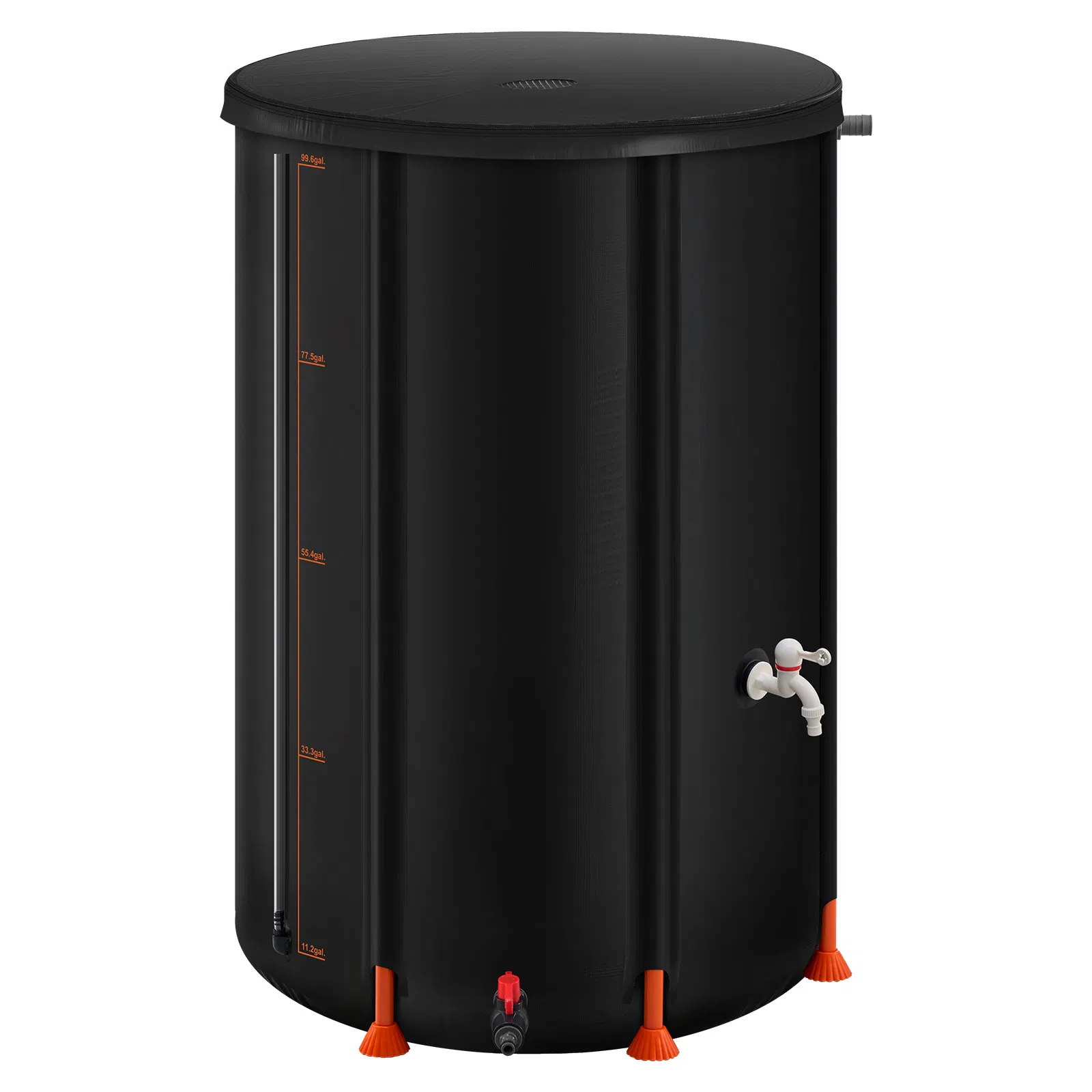100 Gallon Collapsible Rain Barrel for Portable Rainwater Collection,1000D PVC Garden Water Storage Tank with Spigot and Overflow Kit,Black