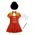 thumbnail image 2 of TiaoBug Kids Girls Sequins Tassel Leotard Dance Dress Circus Ringmaster Fancy Dress Up Costume Red 10, 2 of 7