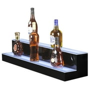 Ageszoe 2 Tier, 40 inch LED Liquor Shelf with Remote Control Acrylic Illuminated Liquor Bottle Display Shelf Commercial Home Bar