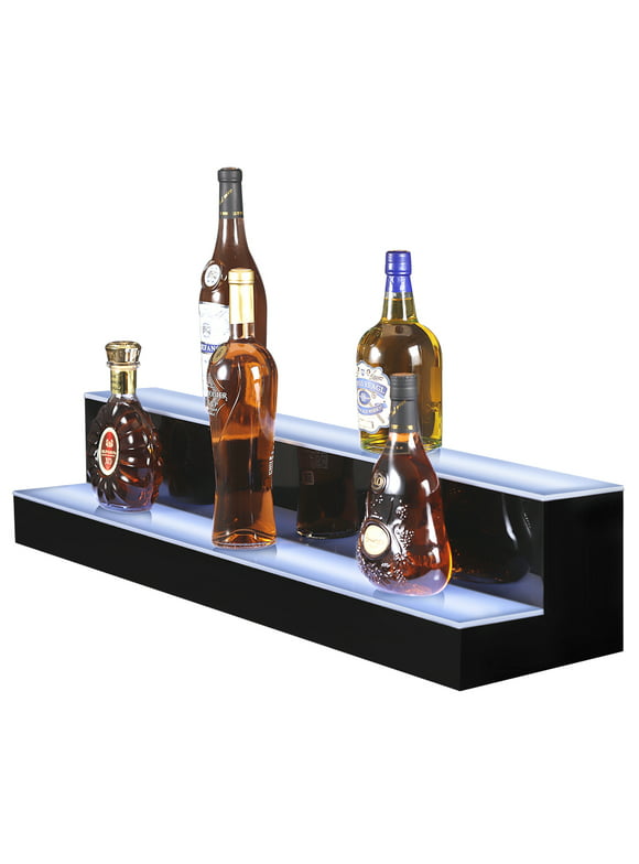 Ageszoe 2 Tier, 40 inch LED Liquor Shelf with Remote Control Acrylic Illuminated Liquor Bottle Display Shelf Commercial Home Bar