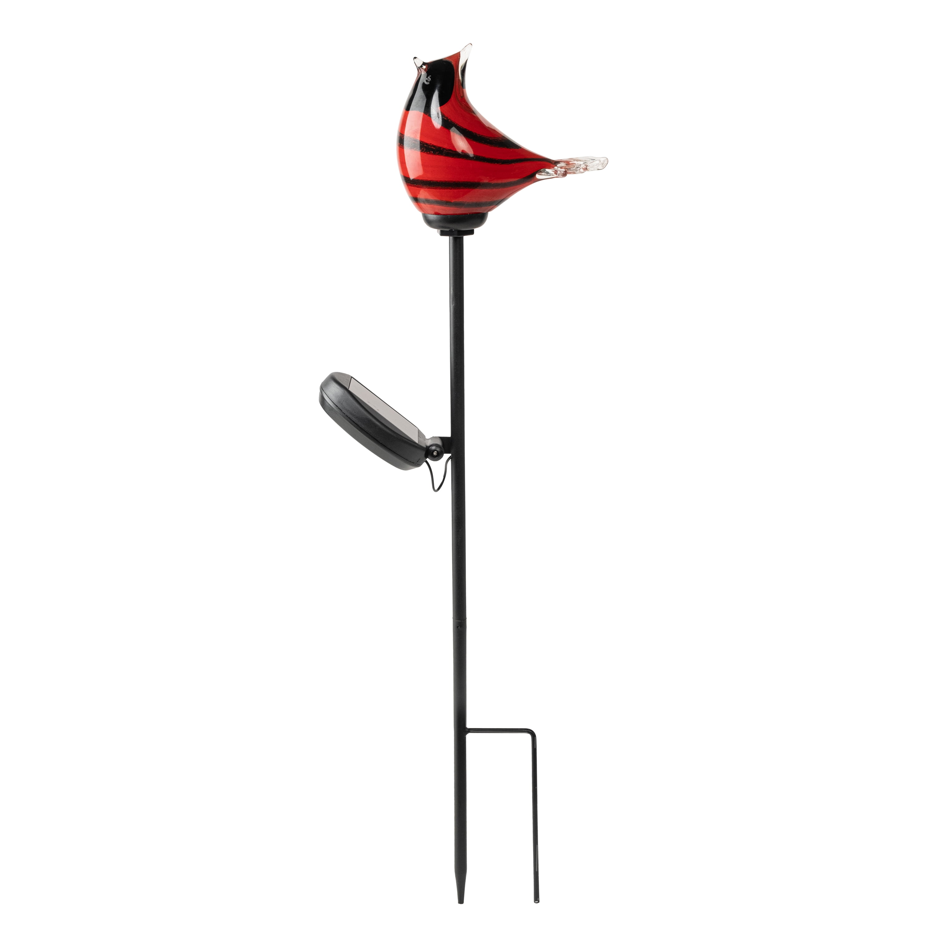 Better Homes & Gardens Solar LED Red and Black Stripe Bird Glass Stake Light Outdoor Décor, 7.3"W x 2.4"D x 25.4"H, 1.34 lb weight