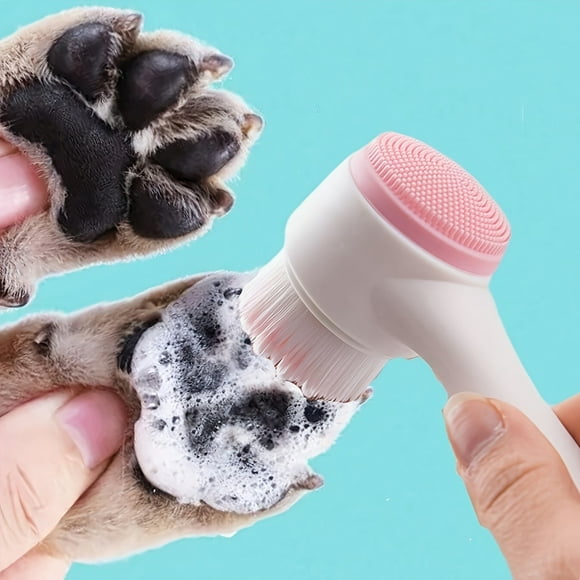 High-Quality, Easy-Clean Nylon Pet Paw Brush for Dogs & Cats - Gentle Grooming and Massage Tool