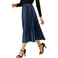 thumbnail image 4 of DARING DIVA Women's A-line High Waist Pleated Midi Skirt XL Dark Blue, 4 of 6