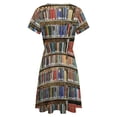 thumbnail image 5 of Library Bookshelf Dress Summer Street Style Dresses Female Short Sleeve Printed Sundress, 5 of 7
