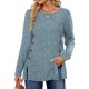 thumbnail image 1 of Blusa Mangas Largas Camisa Top Mujer Básico Ajuste Holgado Cuello Redondo Traje Diario Simple Kuymtek Azul claro T S para Mujer, 1 of 6