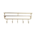 thumbnail image 5 of Rectangular Wall Mounted Shelf with Hooks for Home Decor - Metal Wall Storage Shelf for Entryway and Living Room Decor - Organizer Solution for Casual Styling - 8", Gold & Metallic, 5 of 10