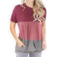 thumbnail image 1 of T-shirt Décontracté à Manches Courtes avec Poche et Col Rond Assorti pour Femmes, 1 of 2