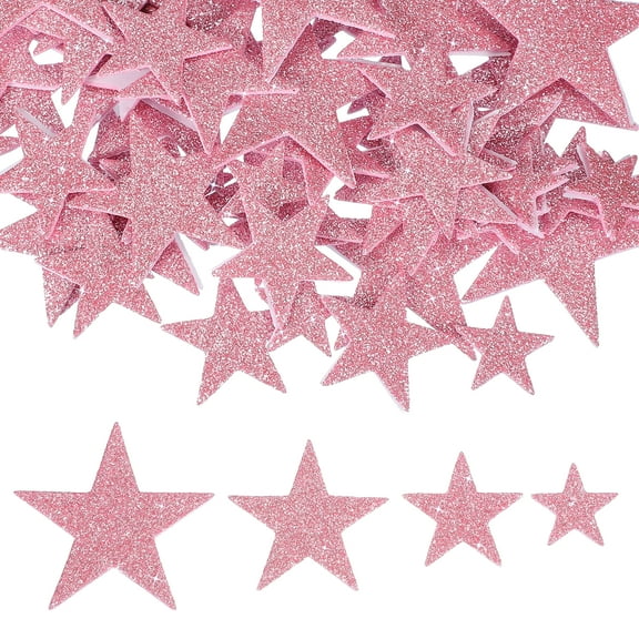 Star Foam Stickers, 70Pcs EVA Self Adhesive Glitters Foam Shape Sticker Craft Supplies for Scrapbook Card DIY Making Home Decor, Pink