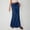 *Blue, variant on Women's Linen Elastic Waist Long Maxi Skirt with Slit ,Solid Color Casual Skirt Army Green,Women's Plus XXL