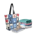 thumbnail image 2 of FORMRS Womens Canvas Tote Bag with Zipper Inner Pocket Shoulder Handbag, Black Cats and Hearts, 2 of 7