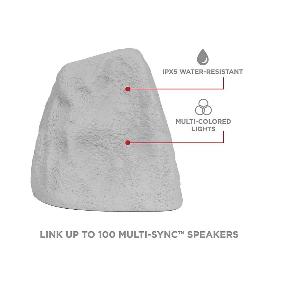 Open Box ION Glow Stone Link Solar Bluetooth Multi-Sync 10-Watt-Peak Outdoor Rock Speaker with LED Lights GLOWSTNLINKXUS