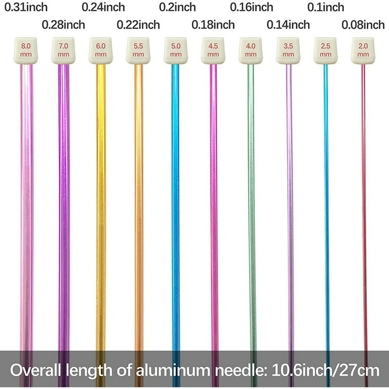 2mm Long Tunisian Afghan Crochet Hooks Aluminum Knitting Needles 10.6 inch, Size: 2.0 mm