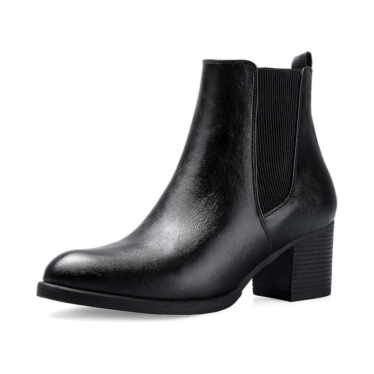 Mysoft Black Chelsea Boots Female Heel Ankle - Walmart.com
