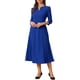 thumbnail image 2 of Vestido de trabajo para mujeres INSPIRE CHIC, corte A, mangas 3/4, vestido midi elegante, azul real, talla S, 2 of 6