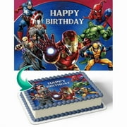 Ironman Captain America Thor Hulk Wolverine Marvel Happy Birthday Edible Image Cake Topper For Half Sheet Cake By TNCT