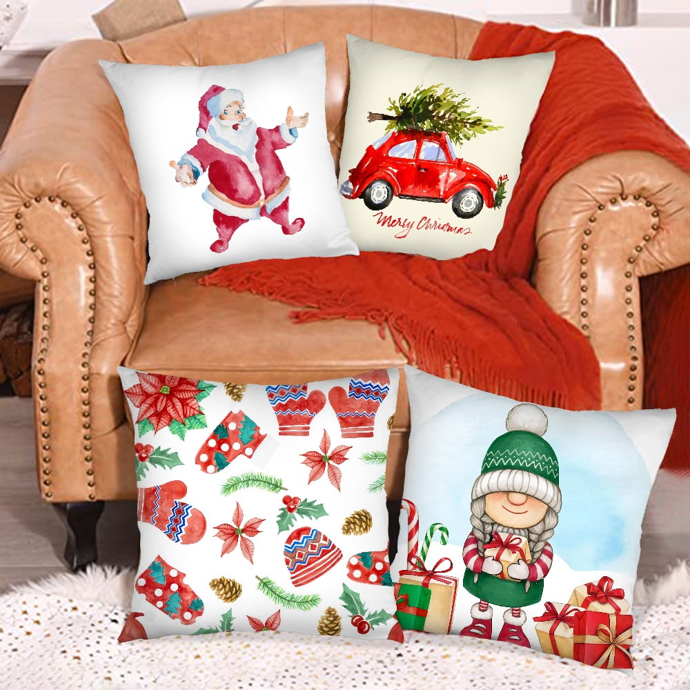 4TH Emotion Buffalo Christmas Pillow Covers 18x18 Set of 4 Red