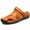 Yellowish-Brown, variant on Men Sport Closed Toe Sandals Summer Leather Shoes Beach Fisherman Flat Slippers