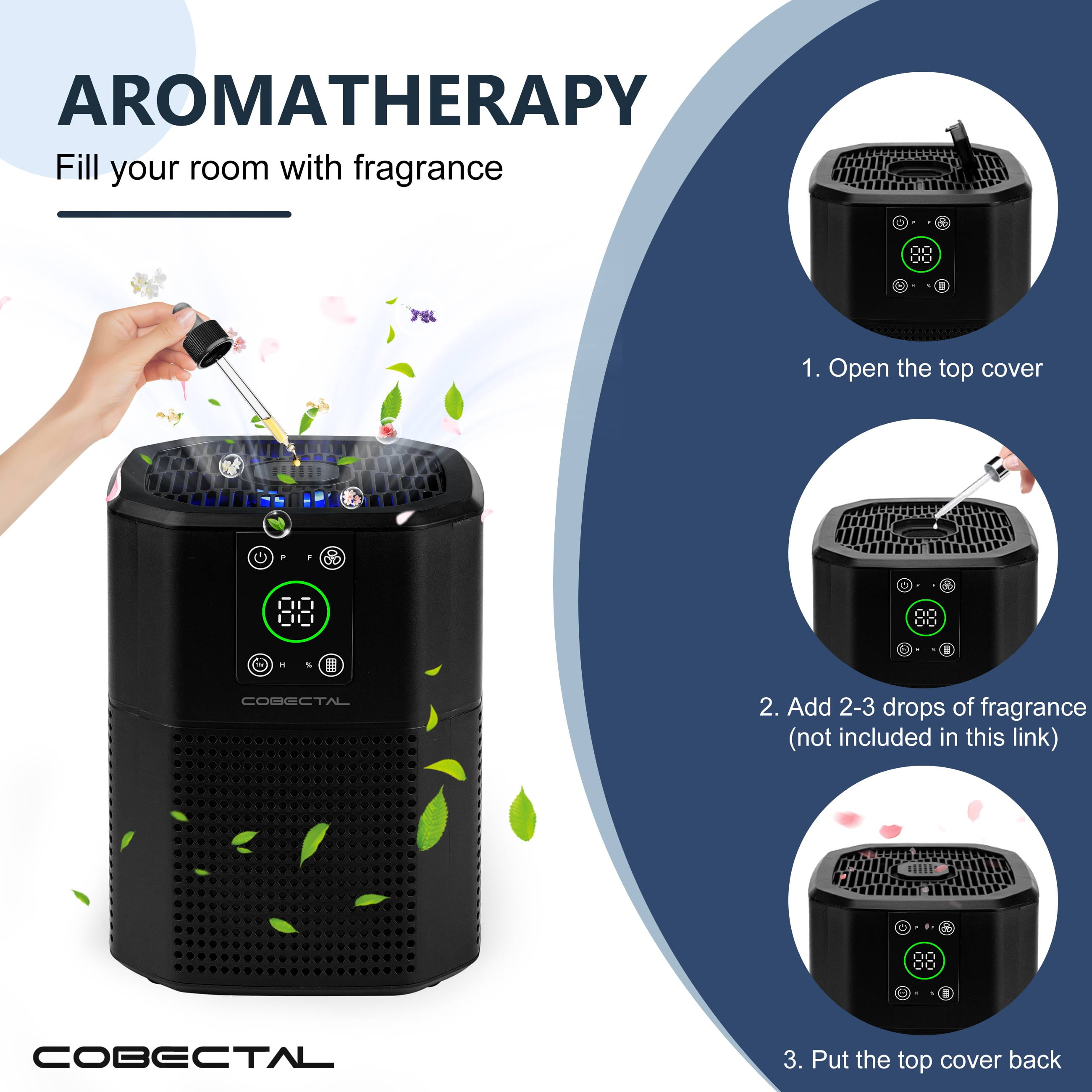 Cobectal ZQA-2000B Air Purifier with HEPA Filter for Mold, Allergies, Smoking, Portable, Covers 600 Sq.ft