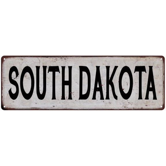 SOUTH DAKOTA Vintage Look Rustic Metal City State Sign 6 x 18 Matte Finish Metal 106180041346