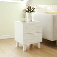 thumbnail image 6 of GVN Nightstand with Drawers and 3D Geometric Patterns, Bedside Table for Living Room, Bedroom, White, 6 of 7