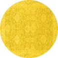 thumbnail image 1 of Ahgly Company Indoor Round Oriental Yellow Traditional Area Rugs, 3' Round, 1 of 4