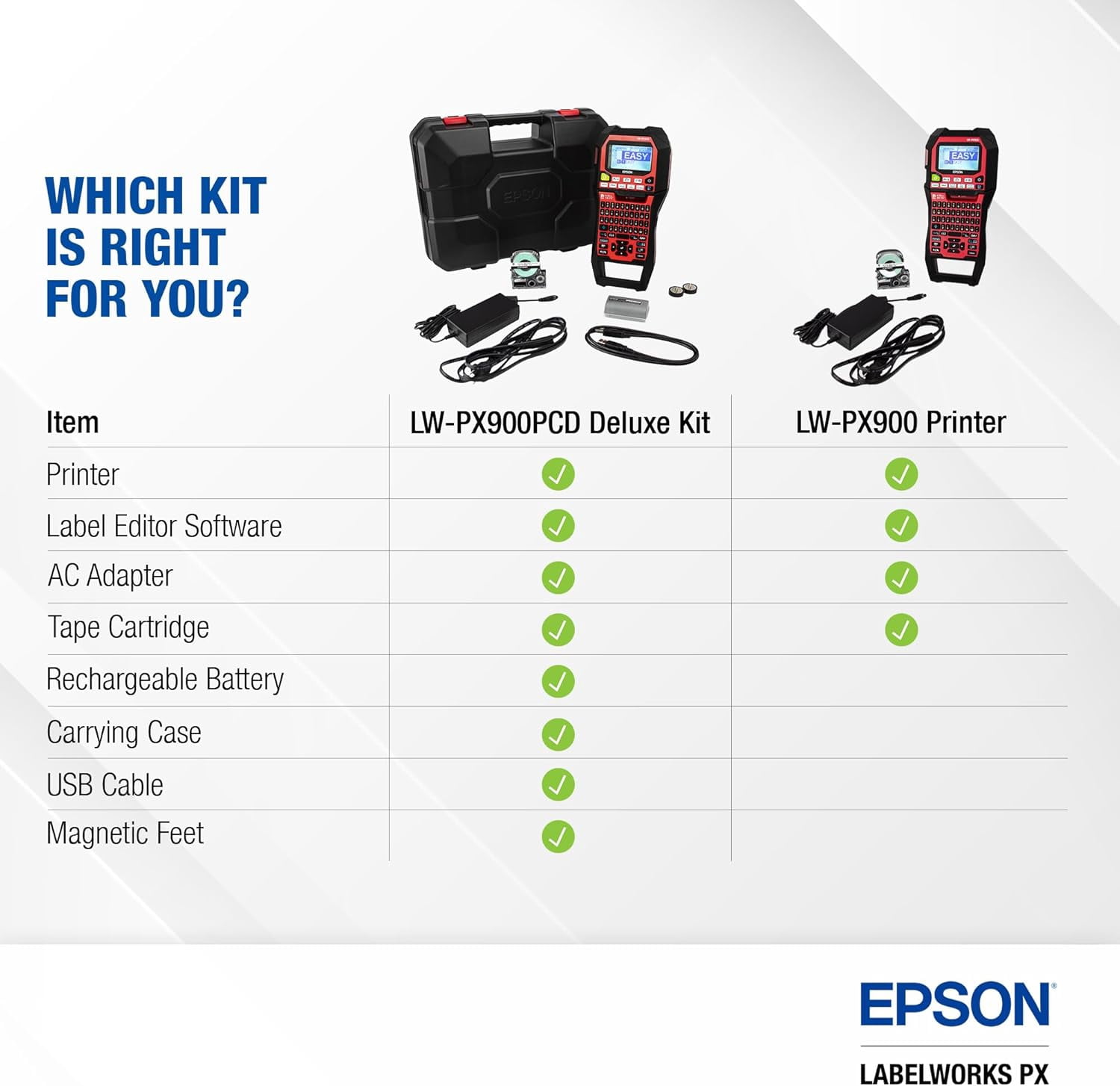 Epson LABELWORKS LW-PX900 Industrial Label Maker - Portable Handheld Printer, All PX Tape Types Compatible