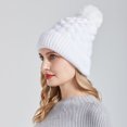 thumbnail image 6 of Herrnalise Winter Fashion Ladies Woolen Hat, Pure Color Hair Ball And Velvet Scales Warm Knitted Hat, 6 of 9