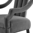 thumbnail image 6 of Contemporary Modern Urban Designer Living Room Lounge Club Lobby Accent Side Chair, Velvet Fabric Wood, Grey Gray, 6 of 7
