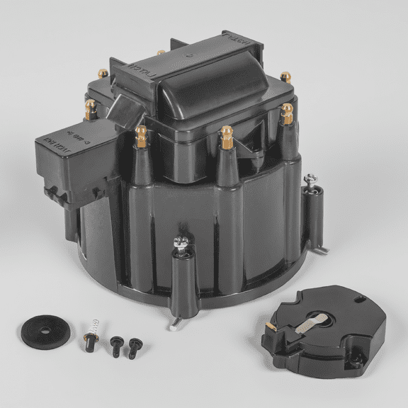 1 Set HEI Distributor Cap and Rotor Kit for SBC BBC 283 305 307 327 350 400 396 427 454, Brass Terminals, Black